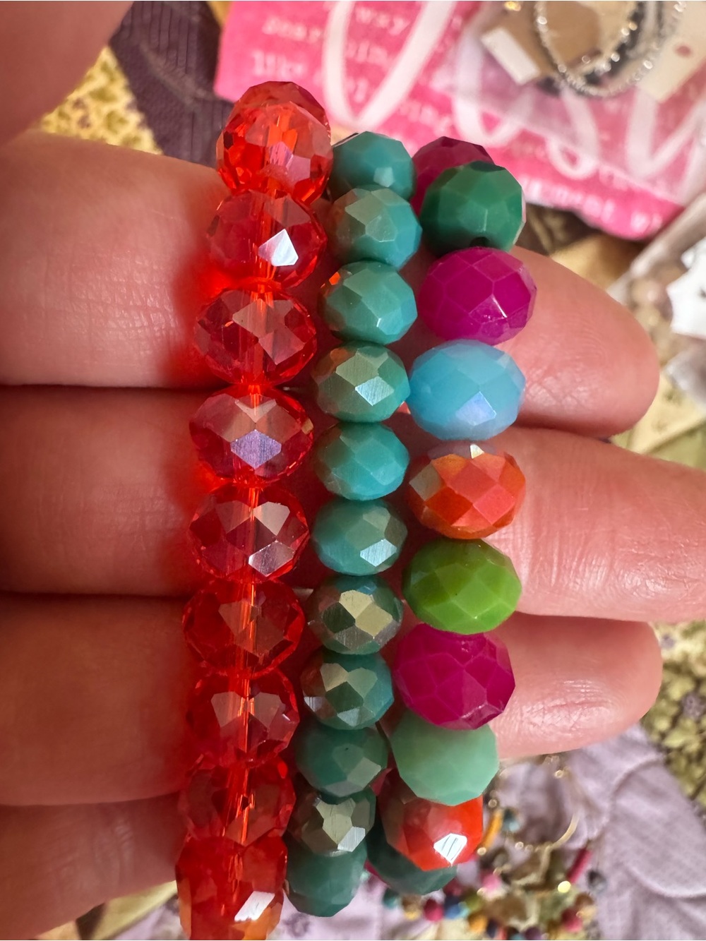 Maurices Bright Multicolor Beaded and Fabric Bracelet Set - Picture 2 of 3
